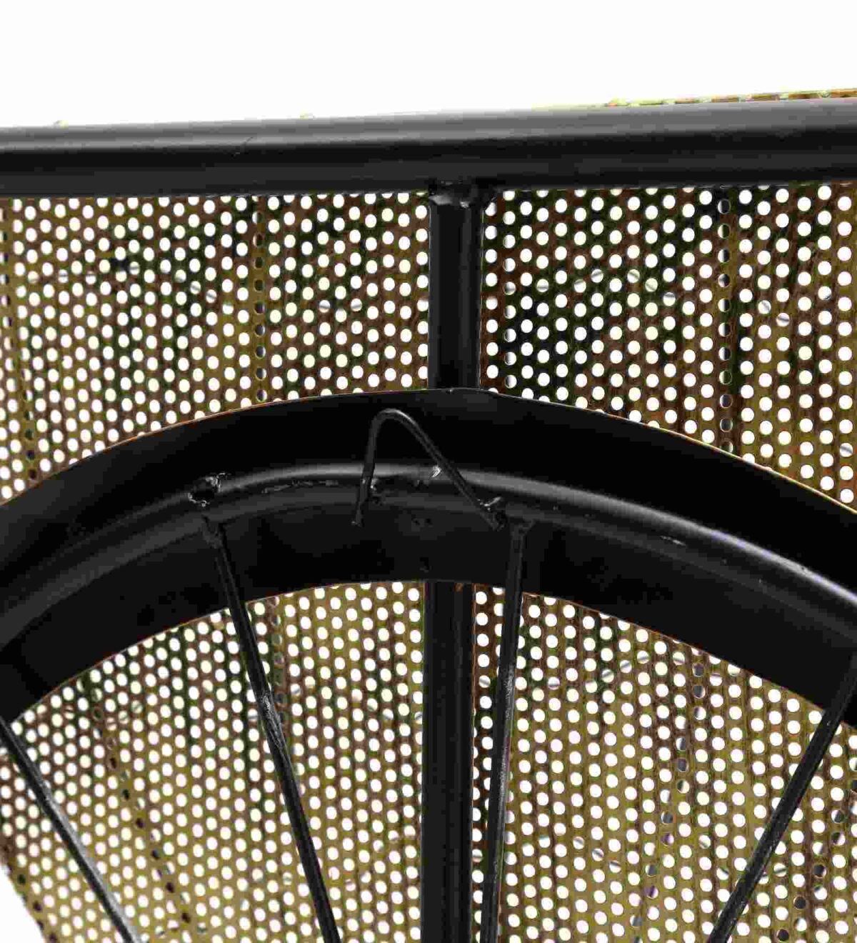 gold wrought iron basket cycle wall art4