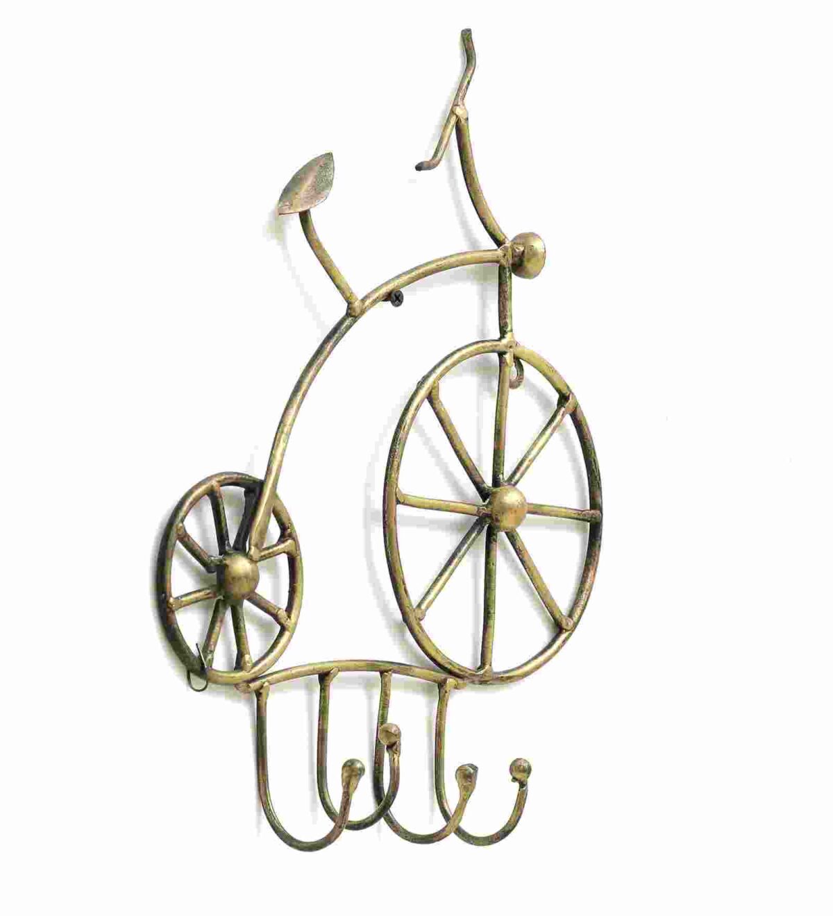 gold wrought iron cycle hook wall art1