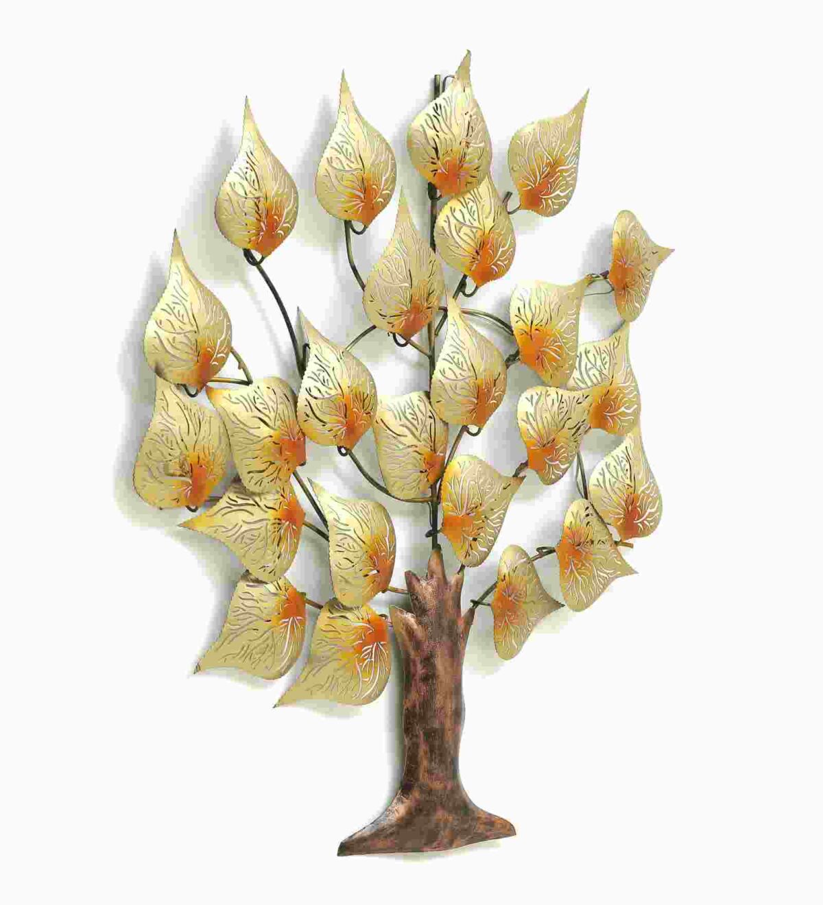 gold wrought iron tree with led wall art1