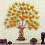 Unique golden tree buddha wall decor